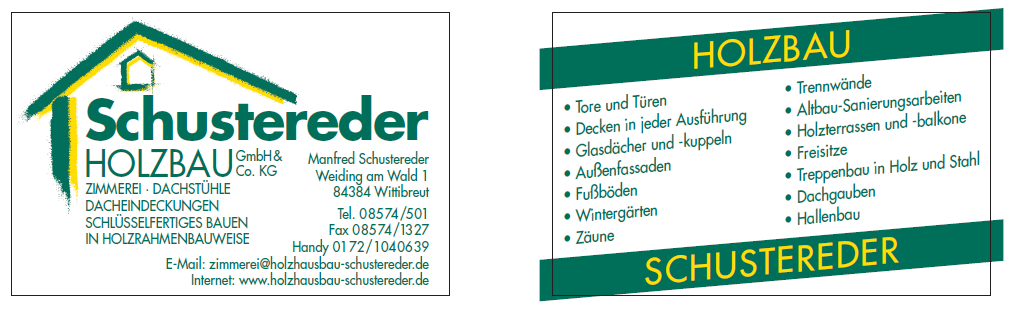 Visitenkarte Holzbau Schustereder